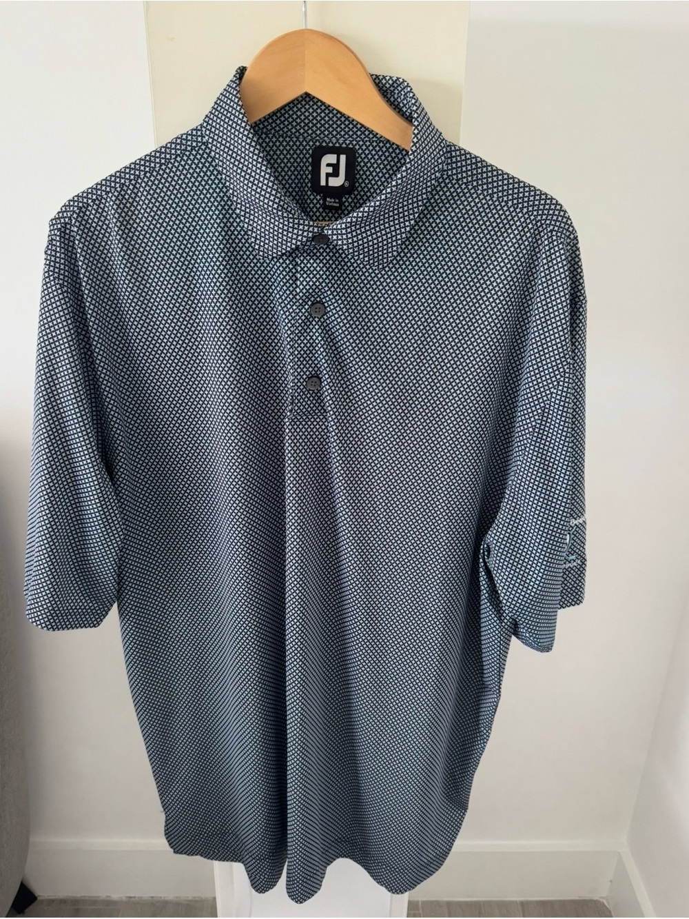 FootJoy Blue Patterned Performance Golf Polo